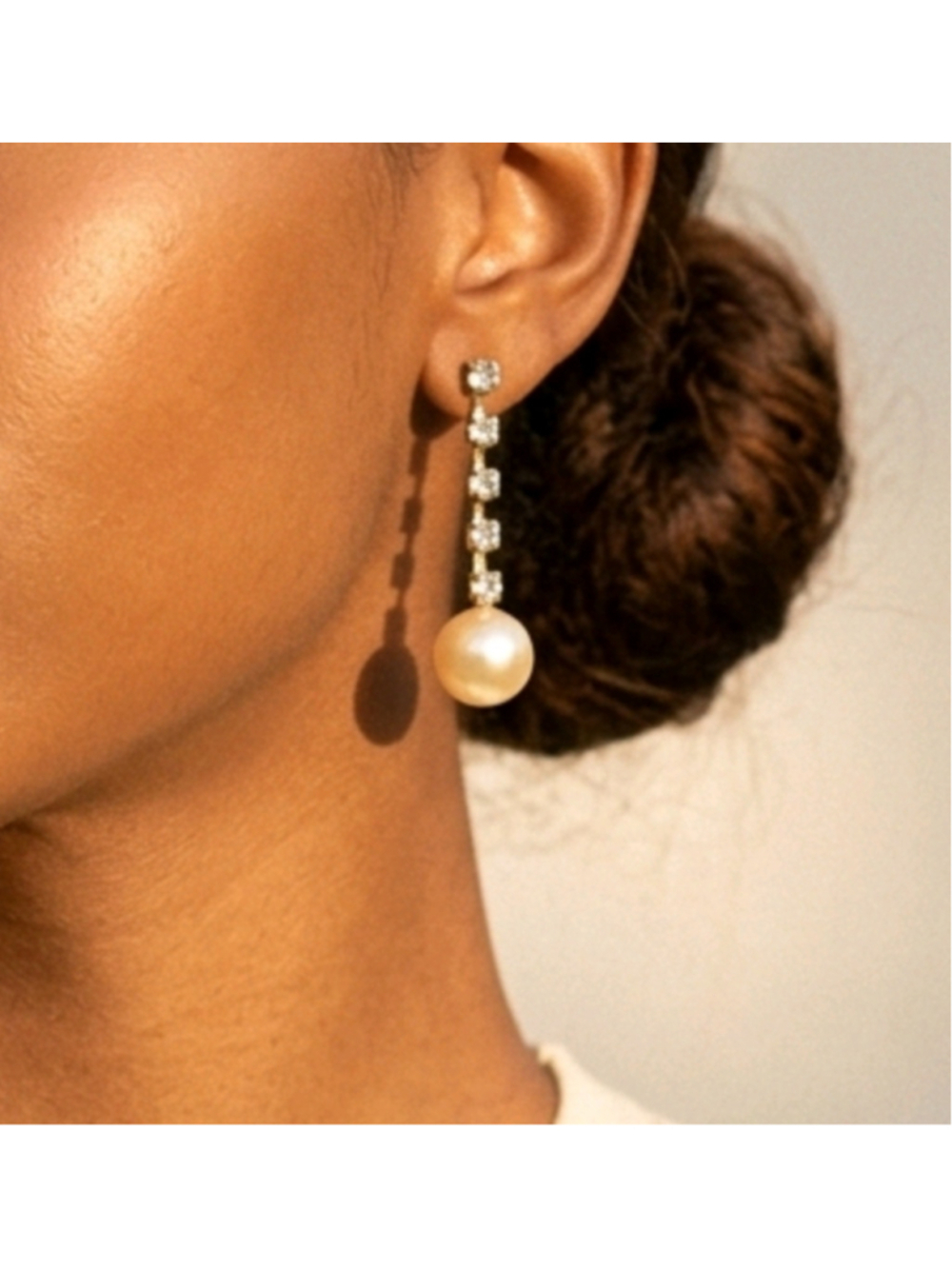 Rhinestone Earrings Gold Pearl Drop Statement Bridal Special Occasion